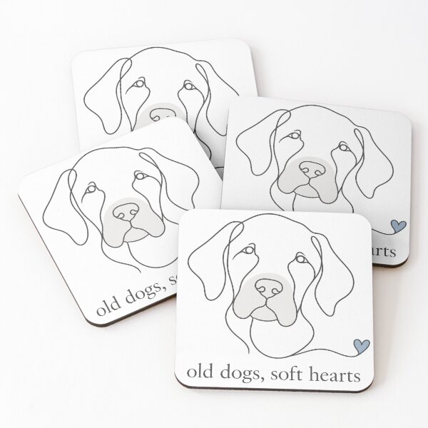 Item preview, Old Dogs Soft Hearts Senior Dog Line Art designed and sold by PureHeaven ⭐⭐⭐⭐⭐.