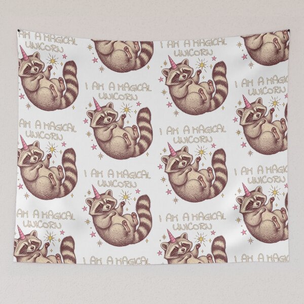 Item preview, I Am A Magical Unicorn Cute Raccoon Funny Animal Art designed and sold by SEINENGAPPI18.