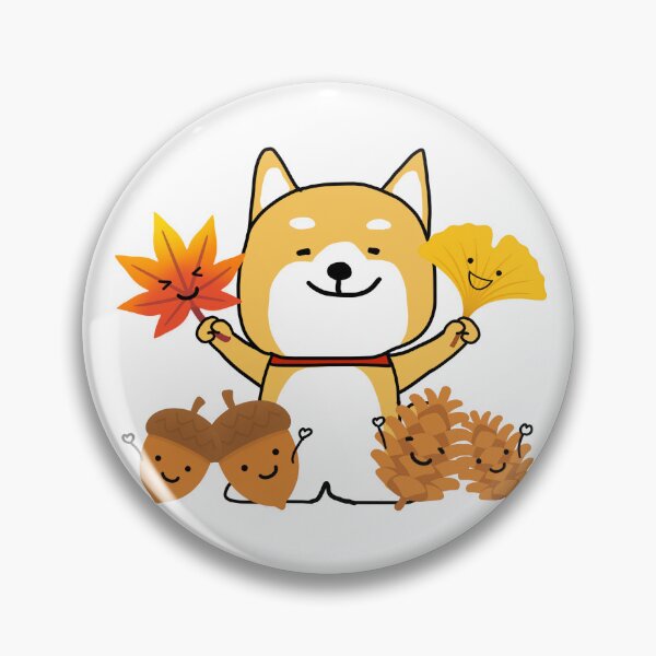 Item preview, Perro Shiba Inu posando con una sonrisa entre hojas de otoño y nueces. designed and sold by neriko.