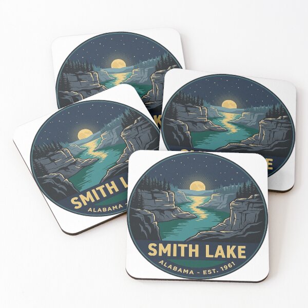 Item preview, Smith Lake Alabama Moonlit Lake Vintage Badge Sticker designed and sold by DetourDgn.