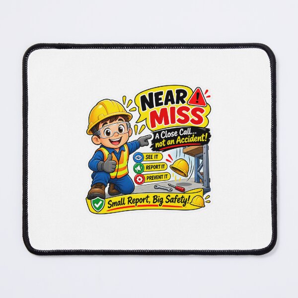 Item preview, Near Miss Safety Sticker – Close Call Safety Awareness, Report It Prevent It PPE Cartoon designed and sold by vinothmech53.