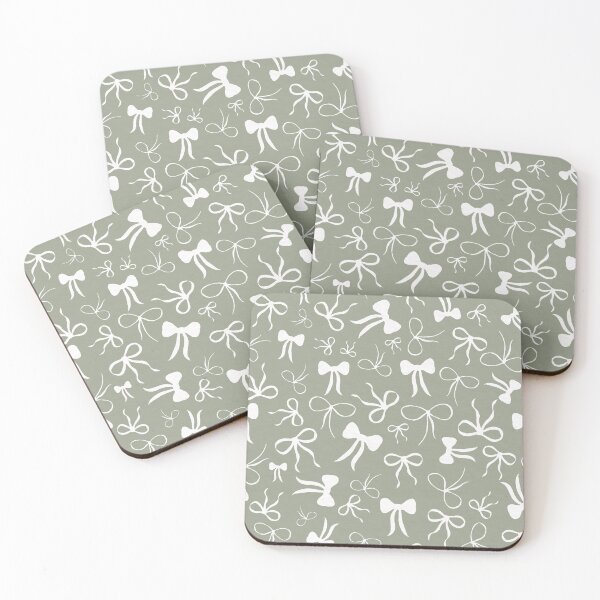 Item preview, Hand-Drawn Bow Silhouettes Cream on Sage Green designed and sold by Designs by christel_treiber.