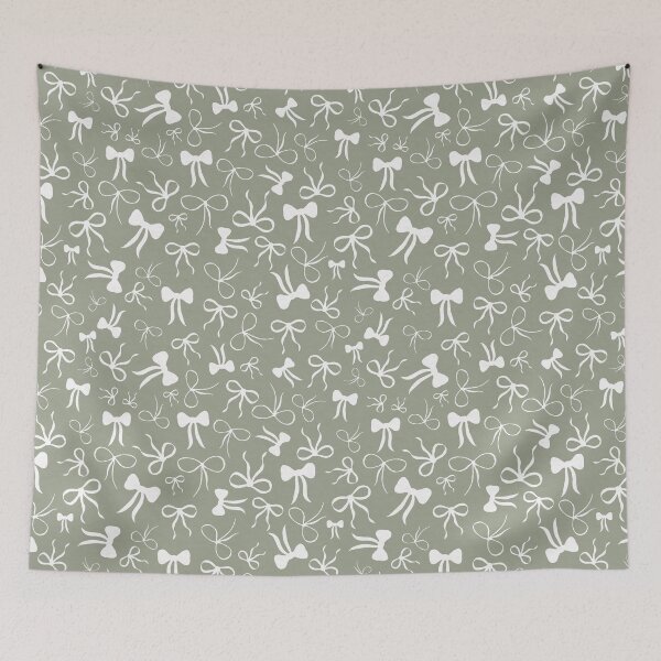 Item preview, Hand-Drawn Bow Silhouettes Cream on Sage Green designed and sold by Designs by christel_treiber.