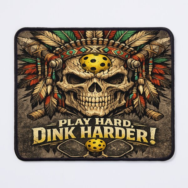 Item preview, Play Hard, Dink Harder – Tribal Pickleball Skull designed and sold by simplehcity.