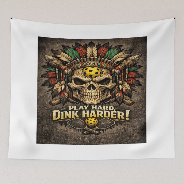 Item preview, Play Hard, Dink Harder – Tribal Pickleball Skull designed and sold by simplehcity.