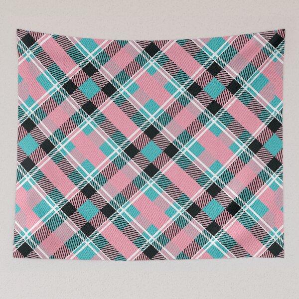 Item preview, Classic Pink Cyan Checkered Fabric Pattern designed and sold by Jeffrey-Jeffrey.