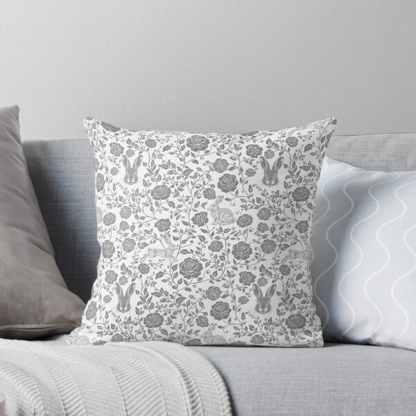 Item preview, Hare Floral Silhouette Botanical Nature Art Grey designed and sold by WildLakePatterns.