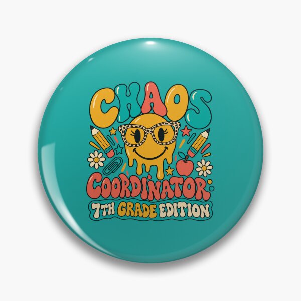 Item preview, Chaos Coordinator 7th Grade Teacher Retro Smiley designed and sold by KAYJAY DESIGNS.