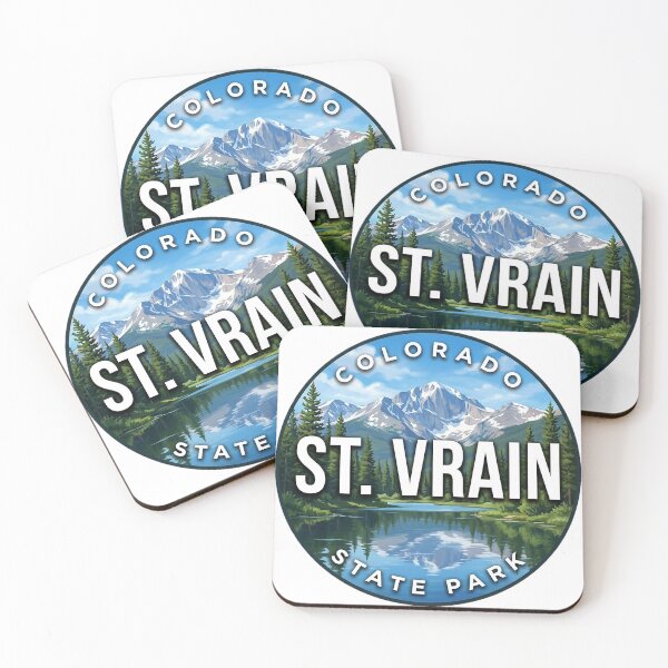 Item preview, St. Vrain State Park Colorado Summer Peaks Round Badge Sticker designed and sold by DetourDgn.