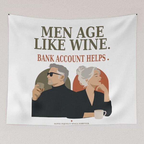 Item preview, Men Age Like Wine Funny Art Print, Aging Couple Humor print, Retirement Gift for Couple, Midlife Marriage Art, Funny Aging Decor designed and sold by Studio pod Burom.