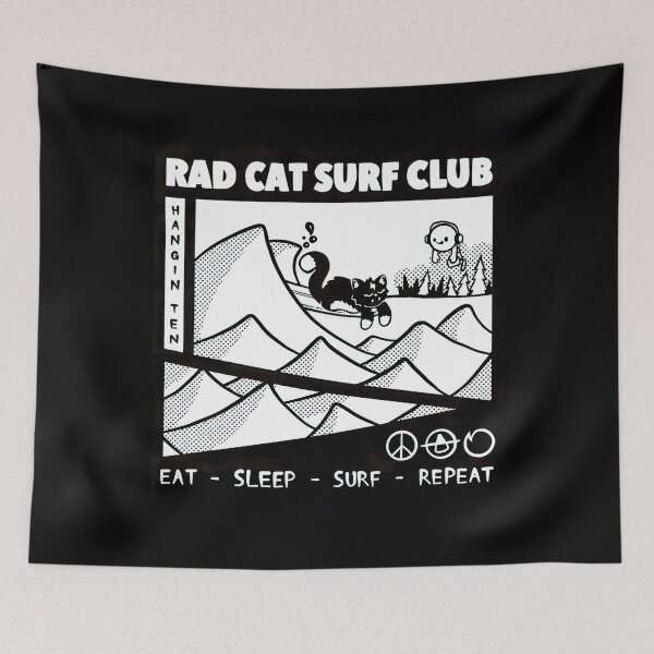 Item preview, Rad Cat Surf Club Retro Surfing Ocean Wave Graphic designed and sold by SEINENGAPPI12.