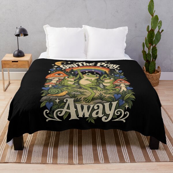 Aperçu de l'œuvre Gay The Pray Away Cute Frog Cottagecore Arc-en-ciel Vintage Art créée et vendue par SEINENGAPPI12.