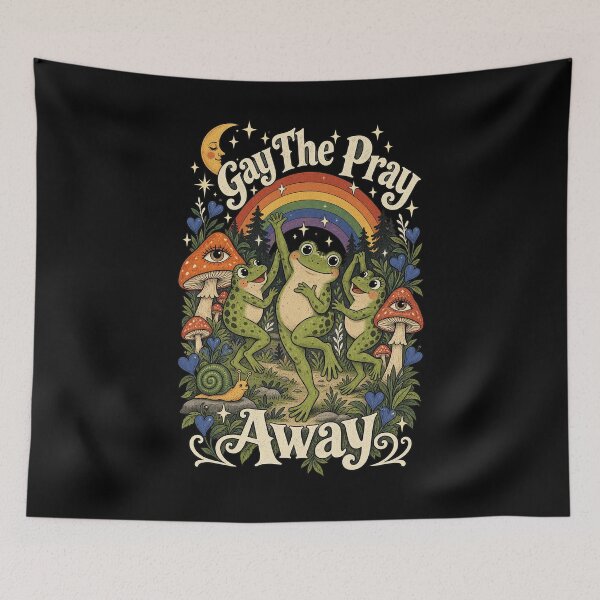 Item preview, Gay The Pray Away Cute Frog Cottagecore Rainbow Vintage Art designed and sold by SEINENGAPPI12.
