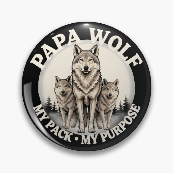 Item preview, Papa Wolf Protecting His Pack – Vintage Wolf Art designed and sold by VVoodpecker Design.