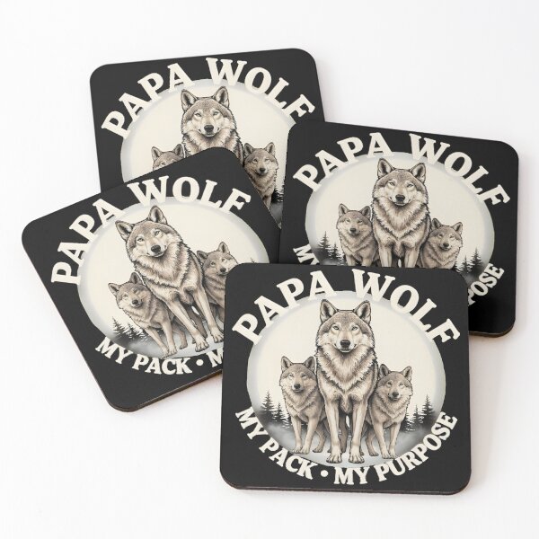Item preview, Papa Wolf Protecting His Pack – Vintage Wolf Art designed and sold by VVoodpecker Design.