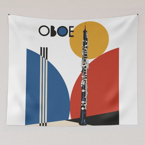 Item preview, Lámina artística de oboe, lámina de oboe Bauhaus, regalo para oboísta, arte de música clásica, lámina musical de mediados de siglo, regalo para músico, decoración musical moderna designed and sold by Studio pod Burom.
