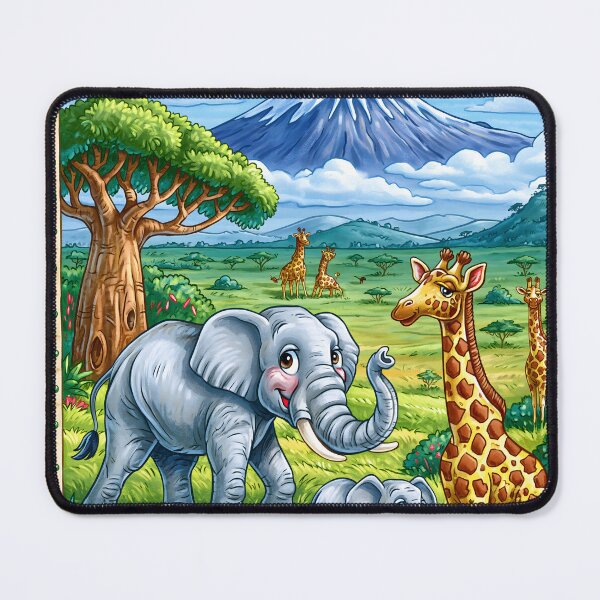Item preview, Colorful Wildlife Scene from Tanzania with Elephants designed and sold by Artessie.