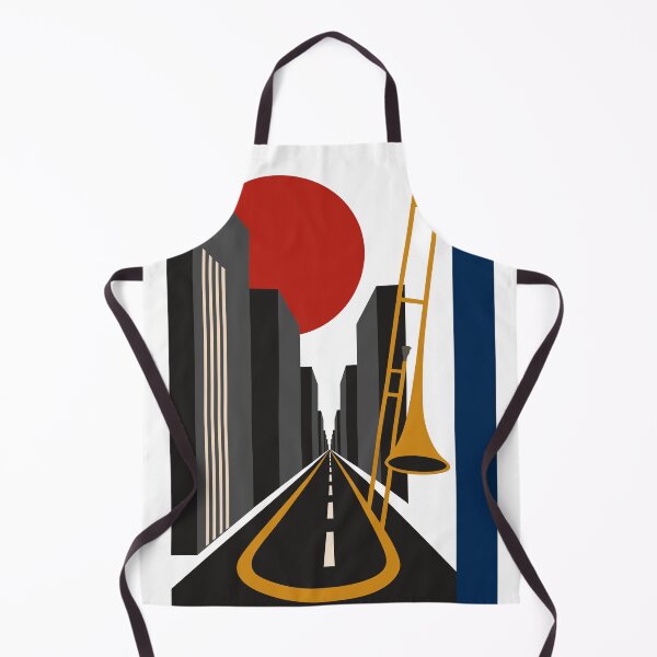 Item preview, Bauhaus City & Trombone Art | Minimalist Urban Jazz Print | Mid-Century Modern Print designed and sold by Studio pod Burom.