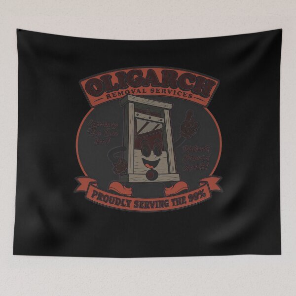 Item preview, Oligarch Removal Services Vintage Guillotine Mascot Graphic designed and sold by SEINENGAPPI12.