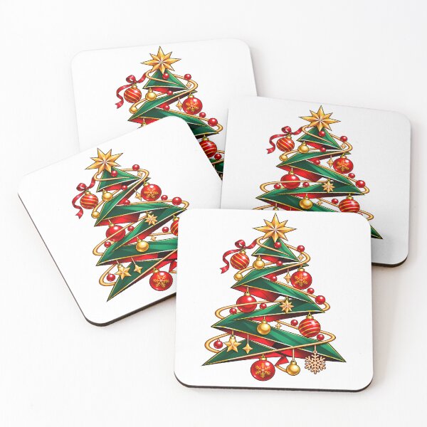 Item preview, Geometric Christmas Tree with Golden Garland designed and sold by Sed94.