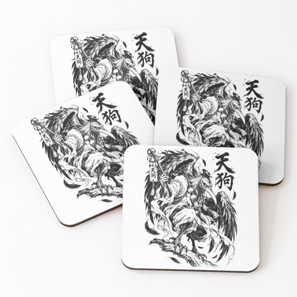 Item preview, Ink Japanese Tengu Yokai with Calligraphic Talismans designed and sold by bapupa.