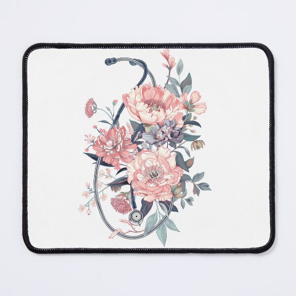 Item preview, Stethoscope with pink flowers – Vintage botanical medical design designed and sold by Artdavesalzburg.
