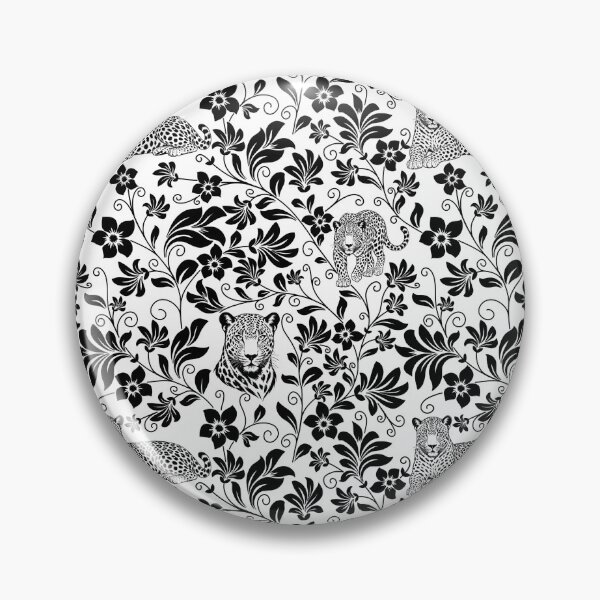 Item preview, Leopard Floral Silhouette Botanical Wildlife Art Black designed and sold by WildLakePatterns.