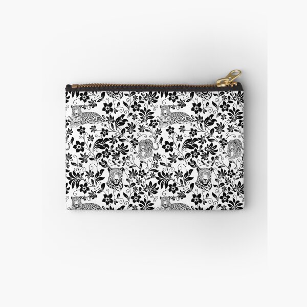 Item preview, Leopard Floral Silhouette Botanical Wildlife Art Black designed and sold by WildLakePatterns.