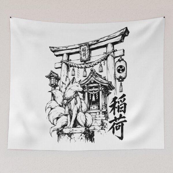 Item preview, Kitsune Inari Shrine in Ink designed and sold by bapupa.