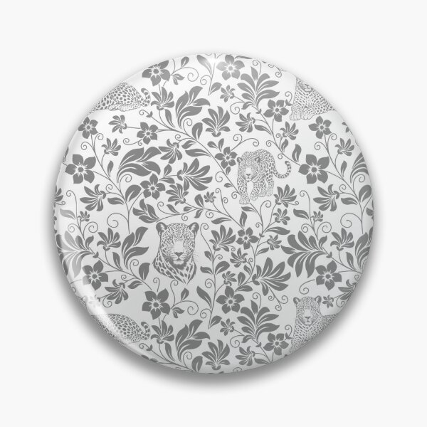 Item preview, Leopard Floral Silhouette Botanical Wildlife Art Grey designed and sold by WildLakePatterns.