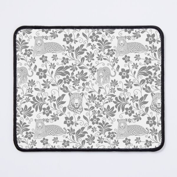 Item preview, Leopard Floral Silhouette Botanical Wildlife Art Grey designed and sold by WildLakePatterns.