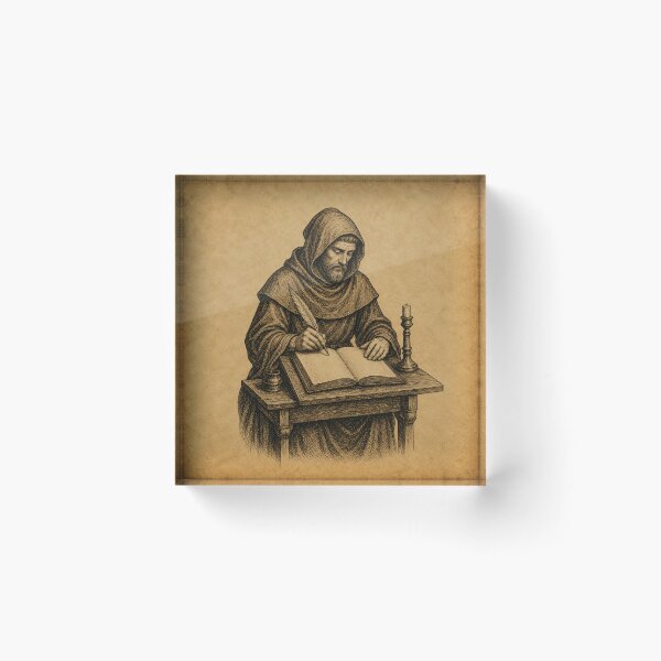 Item preview, Medieval Monk Scribe Writing Manuscript designed and sold by photoparadise22.