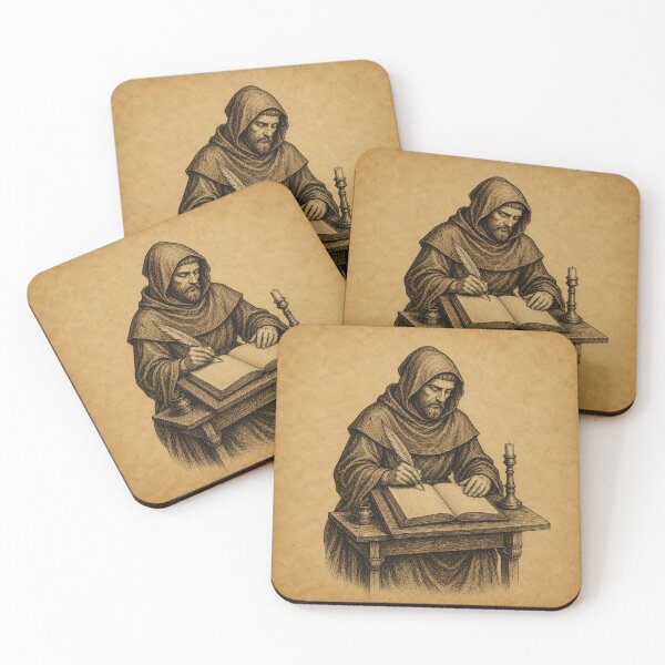 Item preview, Medieval Monk Scribe Writing Manuscript designed and sold by photoparadise22.