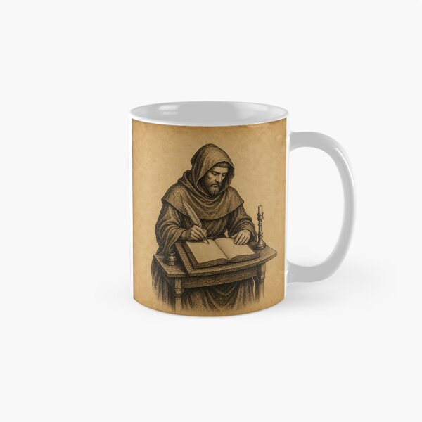Item preview, Medieval Monk Scribe Writing Manuscript designed and sold by photoparadise22.