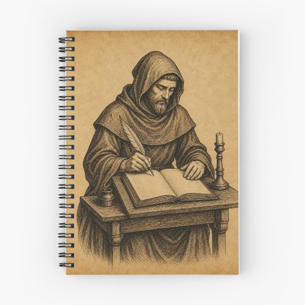 Item preview, Medieval Monk Scribe Writing Manuscript designed and sold by photoparadise22.