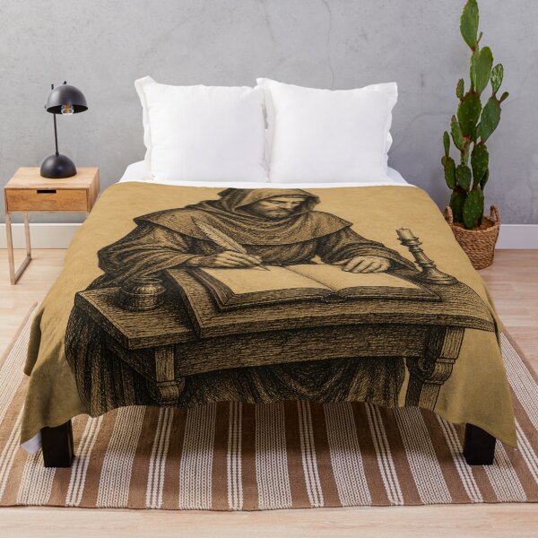 Item preview, Medieval Monk Scribe Writing Manuscript designed and sold by photoparadise22.