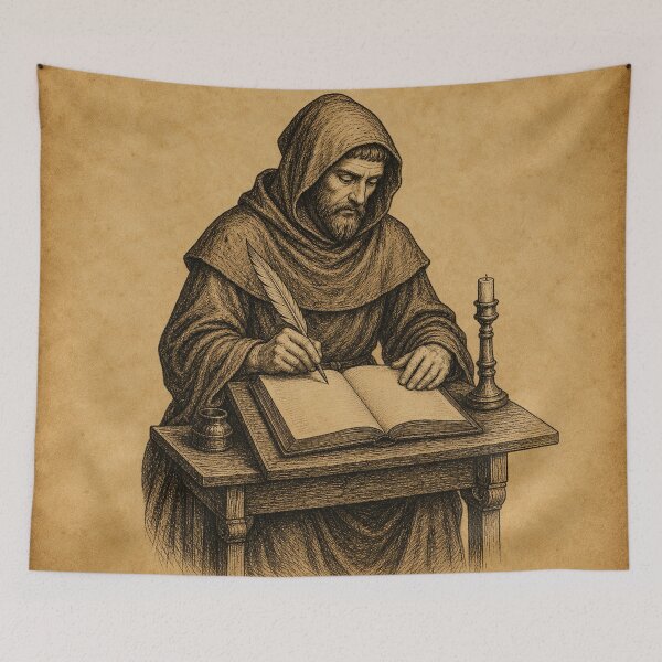 Item preview, Medieval Monk Scribe Writing Manuscript designed and sold by photoparadise22.