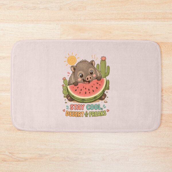 Item preview, Stay Cool, Desert Freaks – Cute Javelina Eating Watermelon designed and sold by Art-Arcade6.