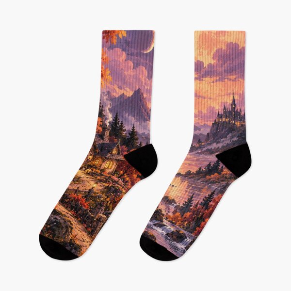 Item preview, Autumn Moonlight | Cosy Cottagecore Landscape of Hallow designed and sold by Joammiyon.