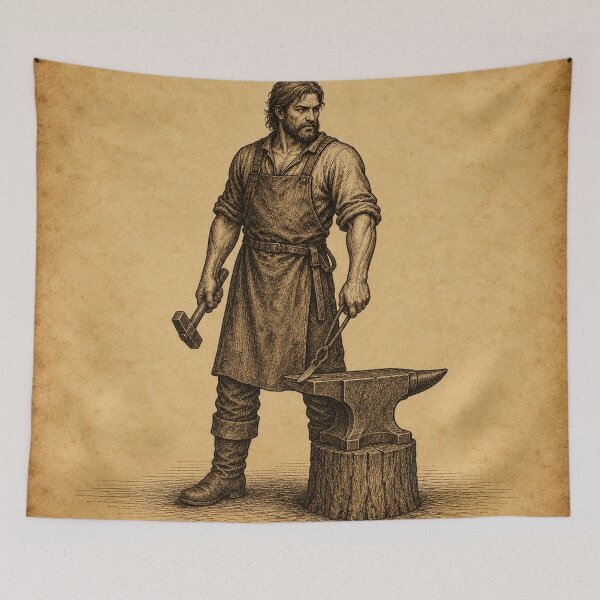 Item preview, Medieval Blacksmith with Hammer and Anvil designed and sold by photoparadise22.