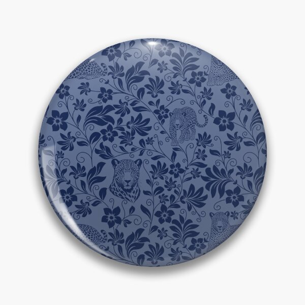Item preview, Leopard Floral Silhouette Botanical Wildlife Art Blue designed and sold by WildLakePatterns.