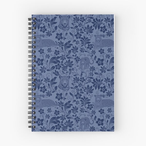 Item preview, Leopard Floral Silhouette Botanical Wildlife Art Blue designed and sold by WildLakePatterns.