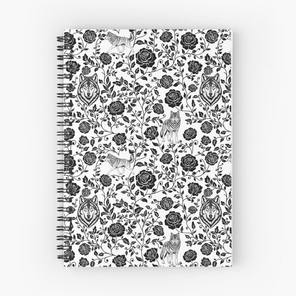 Item preview, Wolf Floral Silhouette Botanical Wildlife Art Black designed and sold by WildLakePatterns.