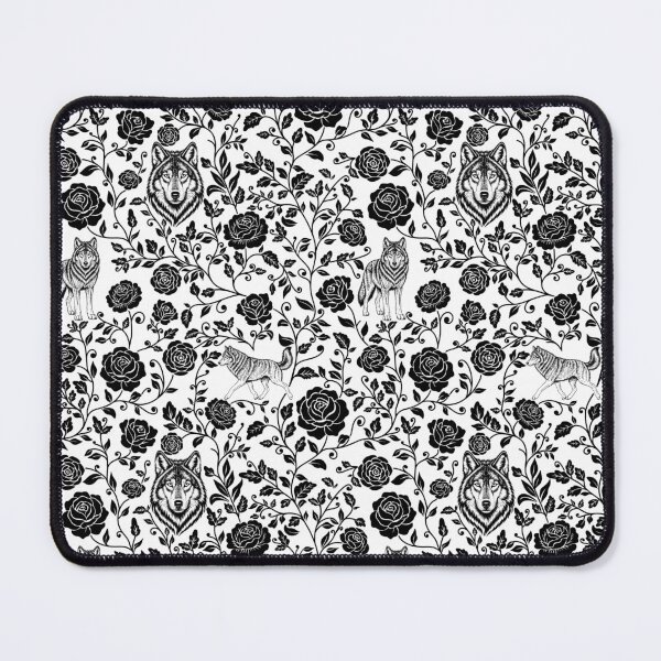 Item preview, Wolf Floral Silhouette Botanical Wildlife Art Black designed and sold by WildLakePatterns.