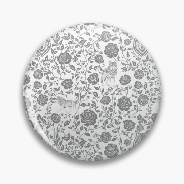 Item preview, Wolf Floral Silhouette Botanical Wildlife Art Grey designed and sold by WildLakePatterns.