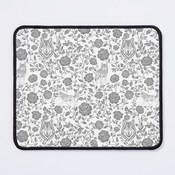 Item preview, Wolf Floral Silhouette Botanical Wildlife Art Grey designed and sold by WildLakePatterns.