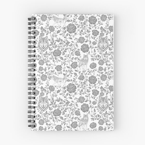 Item preview, Wolf Floral Silhouette Botanical Wildlife Art Grey designed and sold by WildLakePatterns.