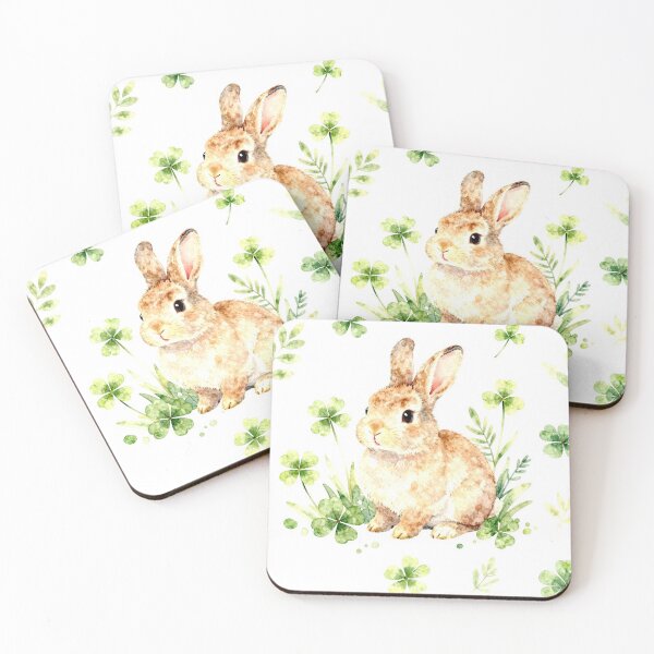 Item preview,  Watercolor Bunny & Four Leaf Clover Spring Pattern designed and sold by AnimalAirtistry.