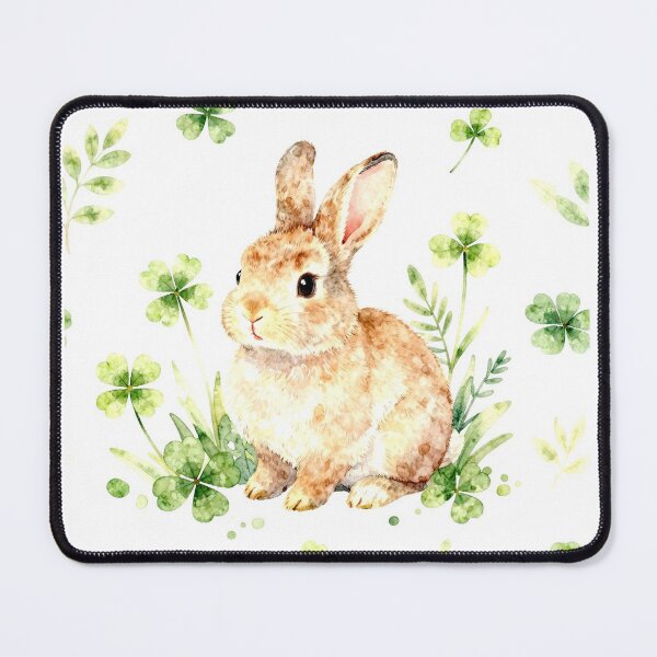 Item preview, Watercolor Bunny & Four Leaf Clover Spring Pattern designed and sold by AnimalAirtistry.