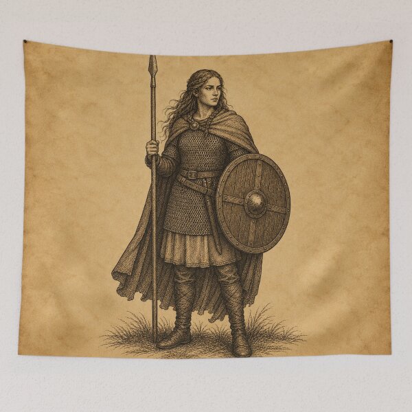 Item preview, Medieval Shield Maiden with Spear and Shield designed and sold by photoparadise22.
